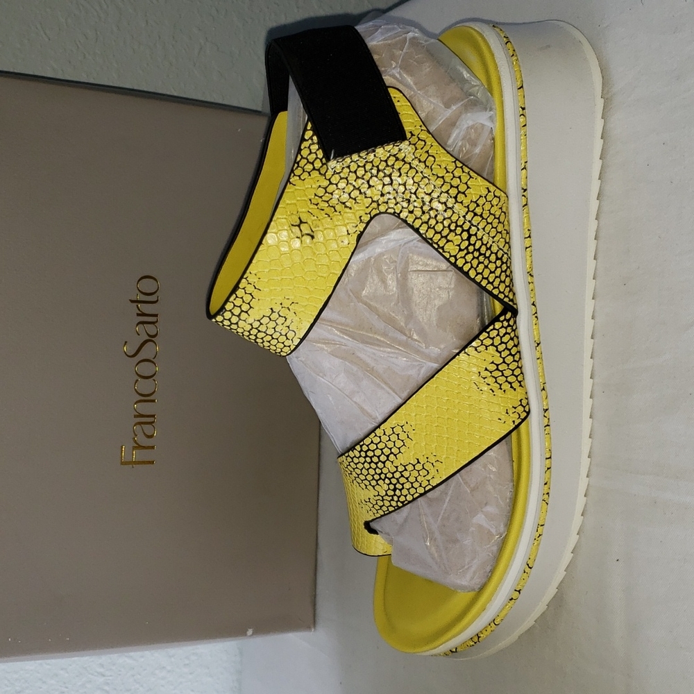 NEW Franco Sarto Elliot Snake Embossed Platform Wedge Sandal - Picture 3 of 11